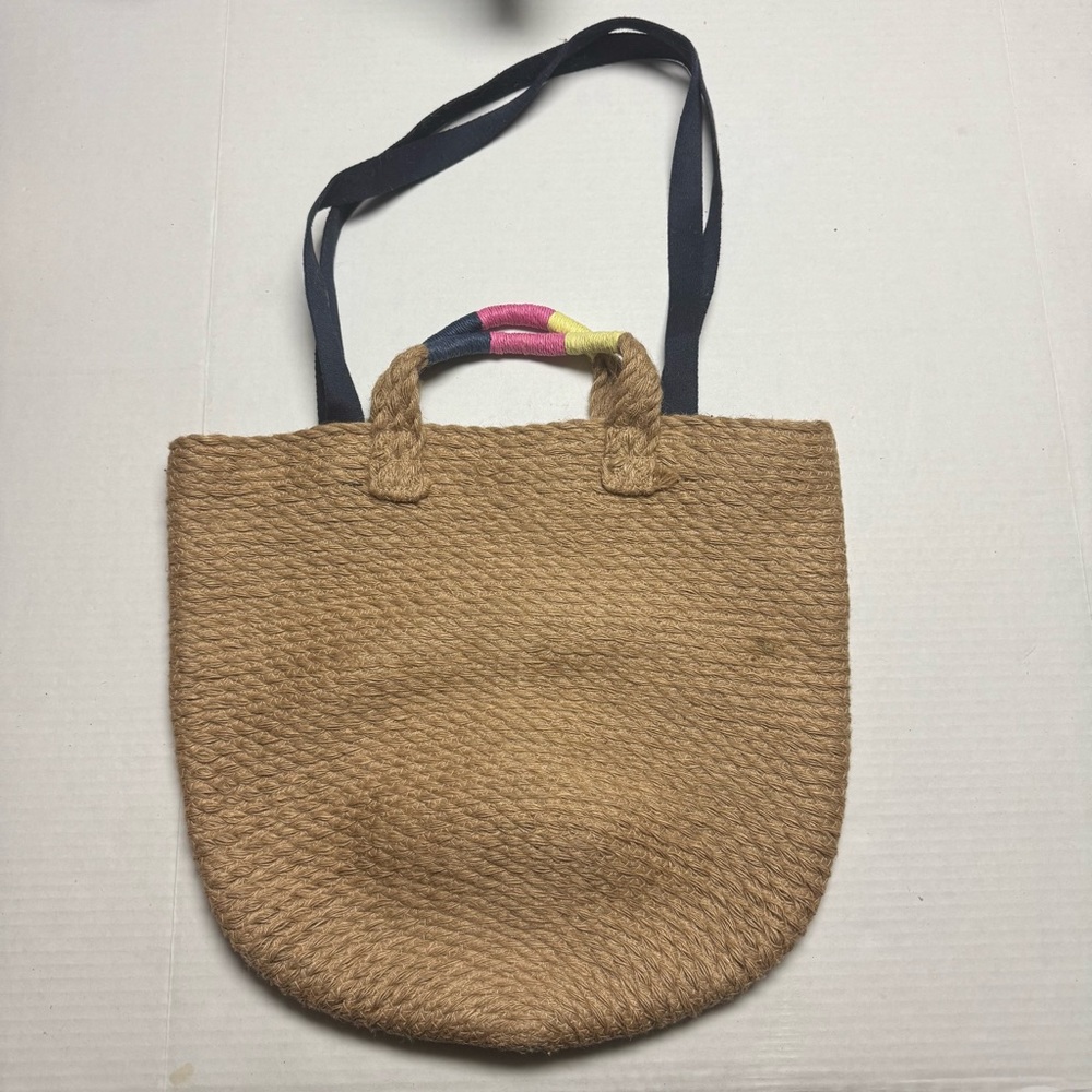 GAP Natural Brown Jute 18" Market Tote Stw Away Strap (Flawed)